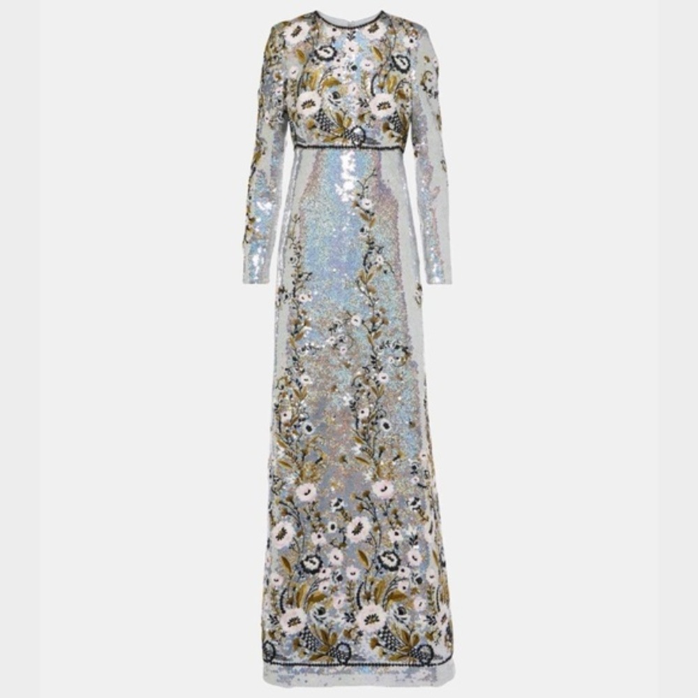 NEW Giambattista Valli Floral sequined embroidered gown Sz 44